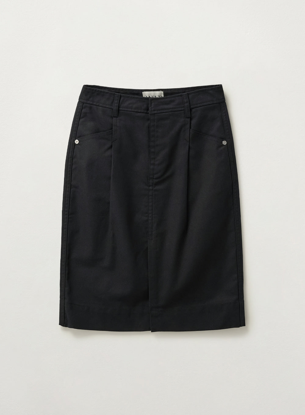 [satur] (W) Cotton Pencil Slit Skirt - Black