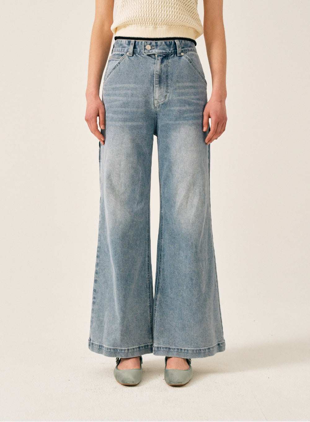 [satur] (W) Keller Highwaist Carpenter Denim Pants - Light Blue