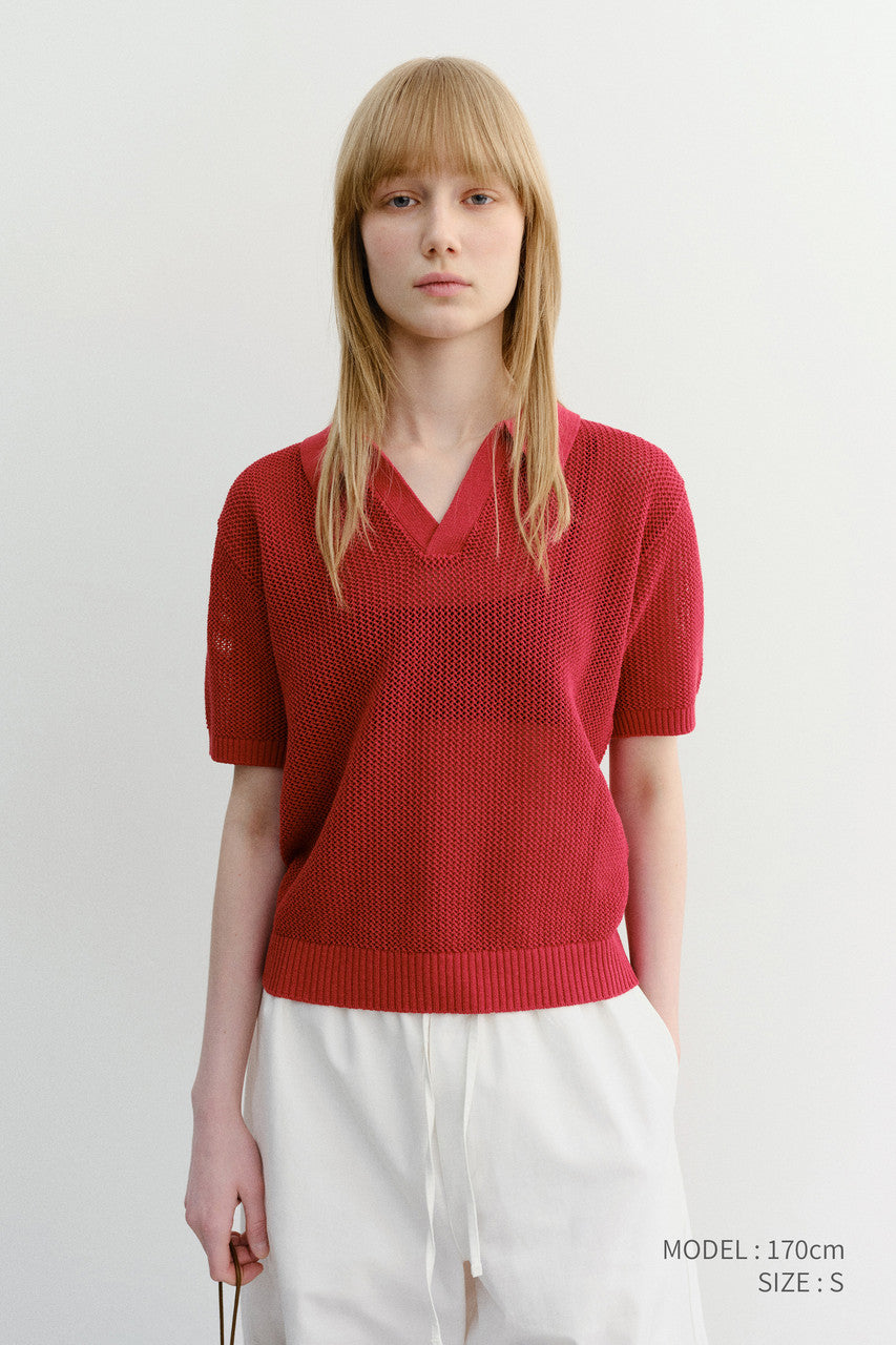 Dunst Unisex Chunky Polo Knit Red
