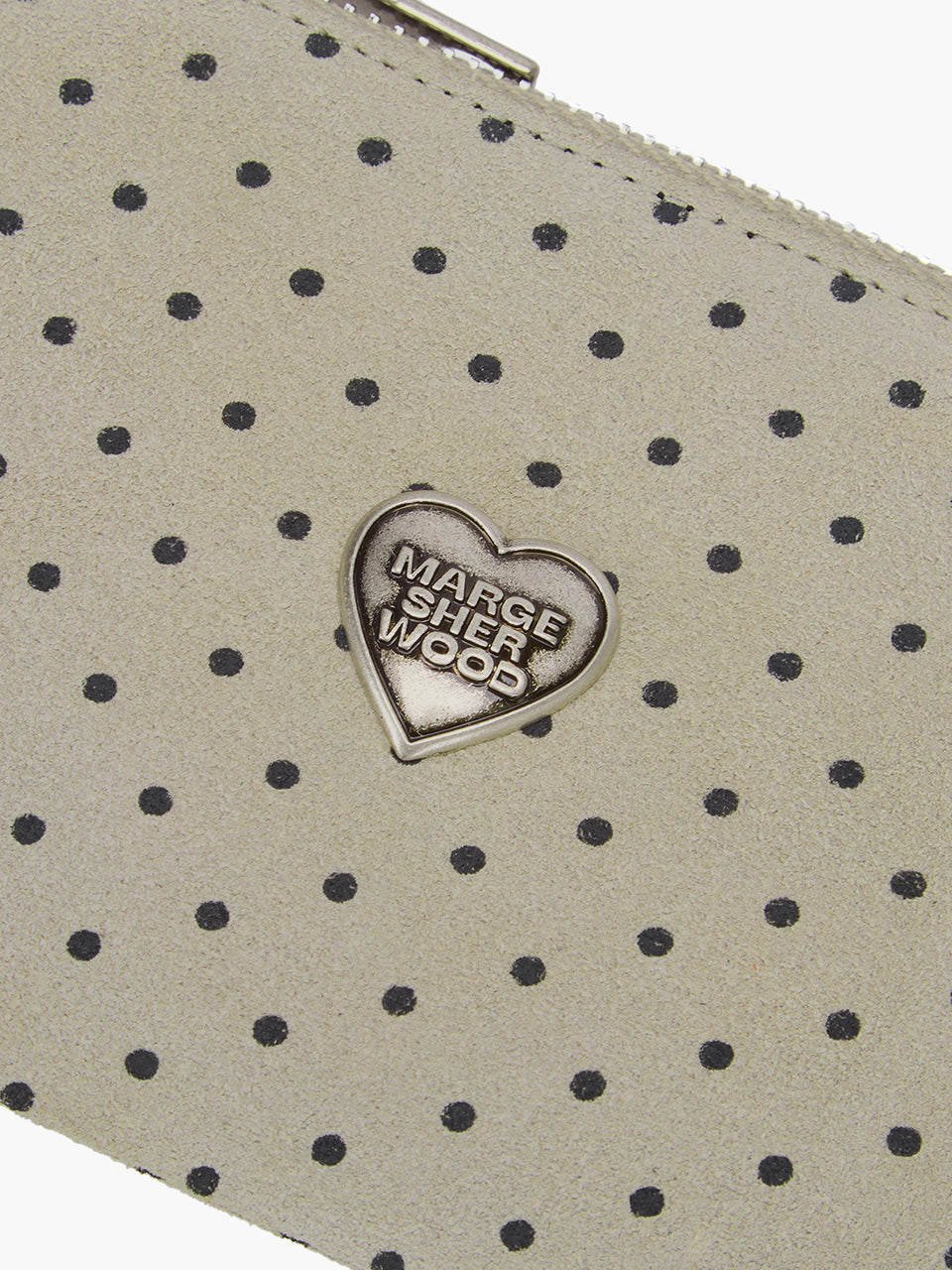 Margesherwood Heart Zipper Wallet Silver Logo blond wood printed suede