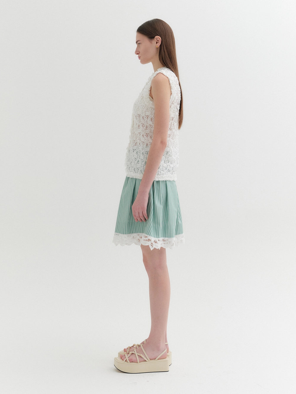 EENK Lace A-Line Shorts - Green