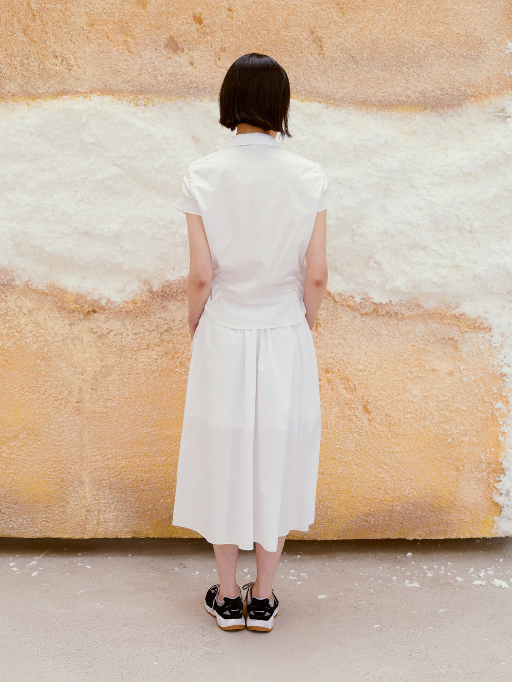 Low Classic Drawstring Midi Skirt White