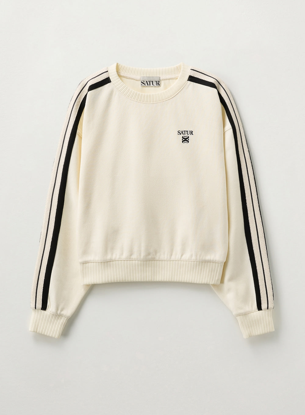 [satur] (W) Lawton Crop Sweatshirt - Cream Black