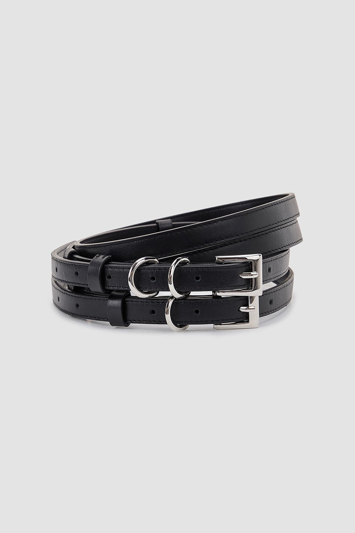 Matinkim Double Strap Leather Belt IN Black