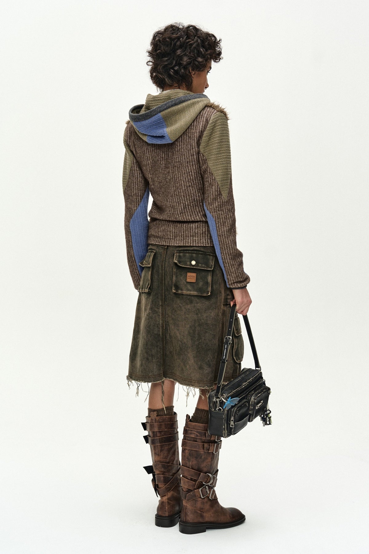 Andersson Bell Fur Color-Blocked Hooded Zip-UP