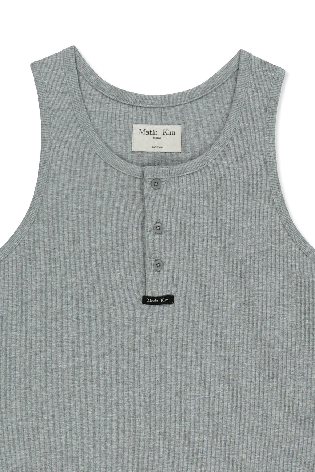 Matinkim Sleeveless Henley Top For Men IN Grey