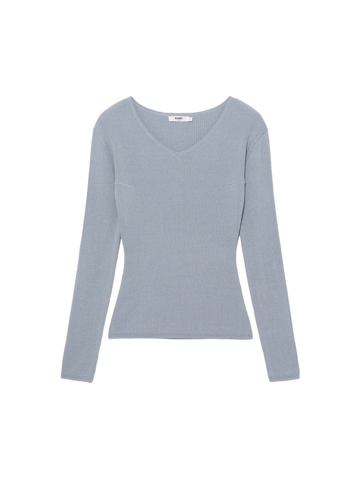 GLOWNY G Classic Rib V-Neck Knit (Blue)