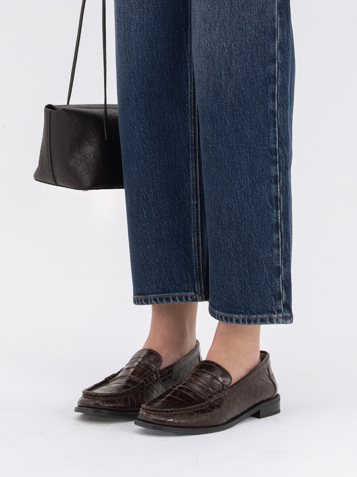 GLOWNY G Crack Leather Loafers (Dark Brown)