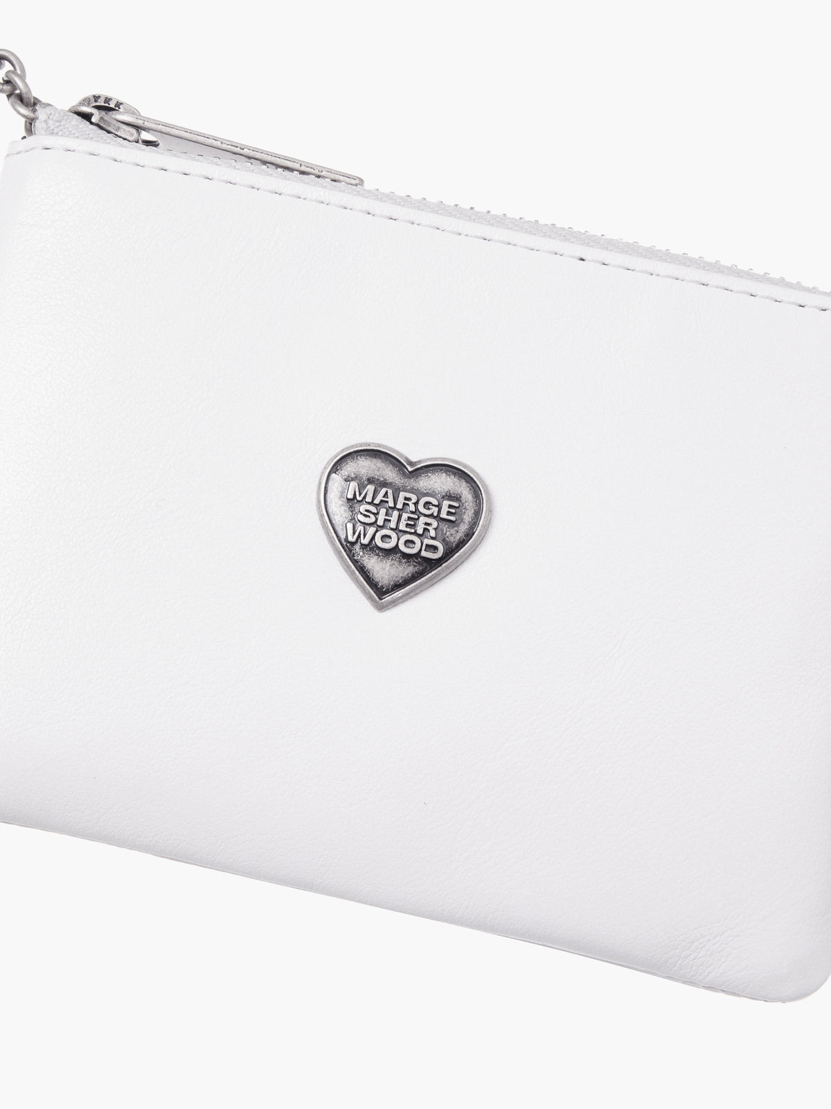 Margesherwood Heart Zipper Wallet Silver Logo white glossy plain