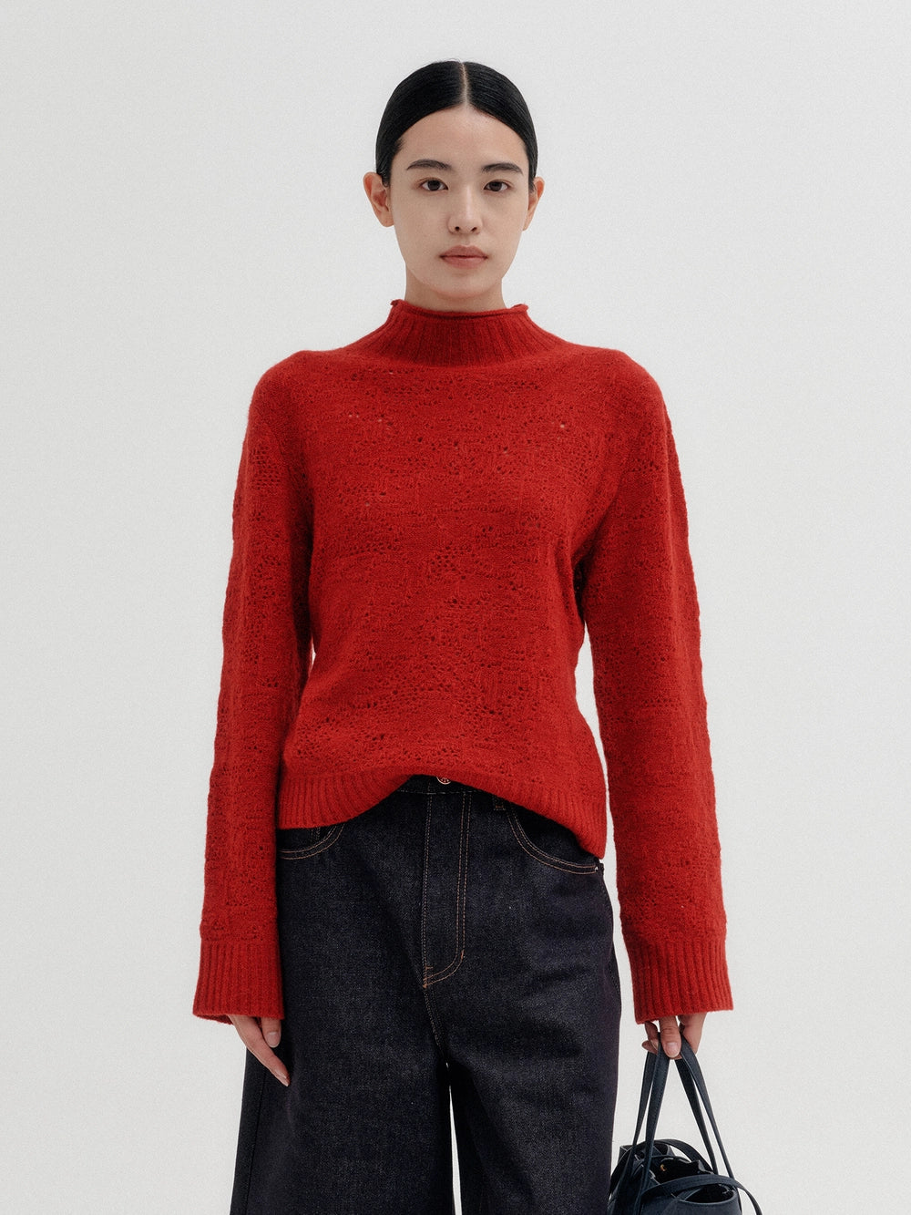 EENK Two-Way Button Neck Knitwear - Red