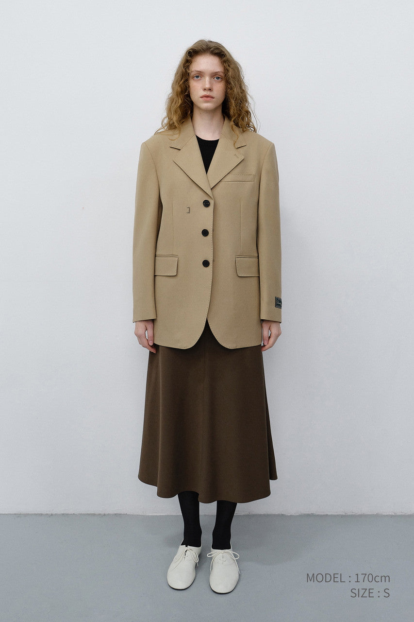 Dunst Fluid Long Skirt Khaki Brown