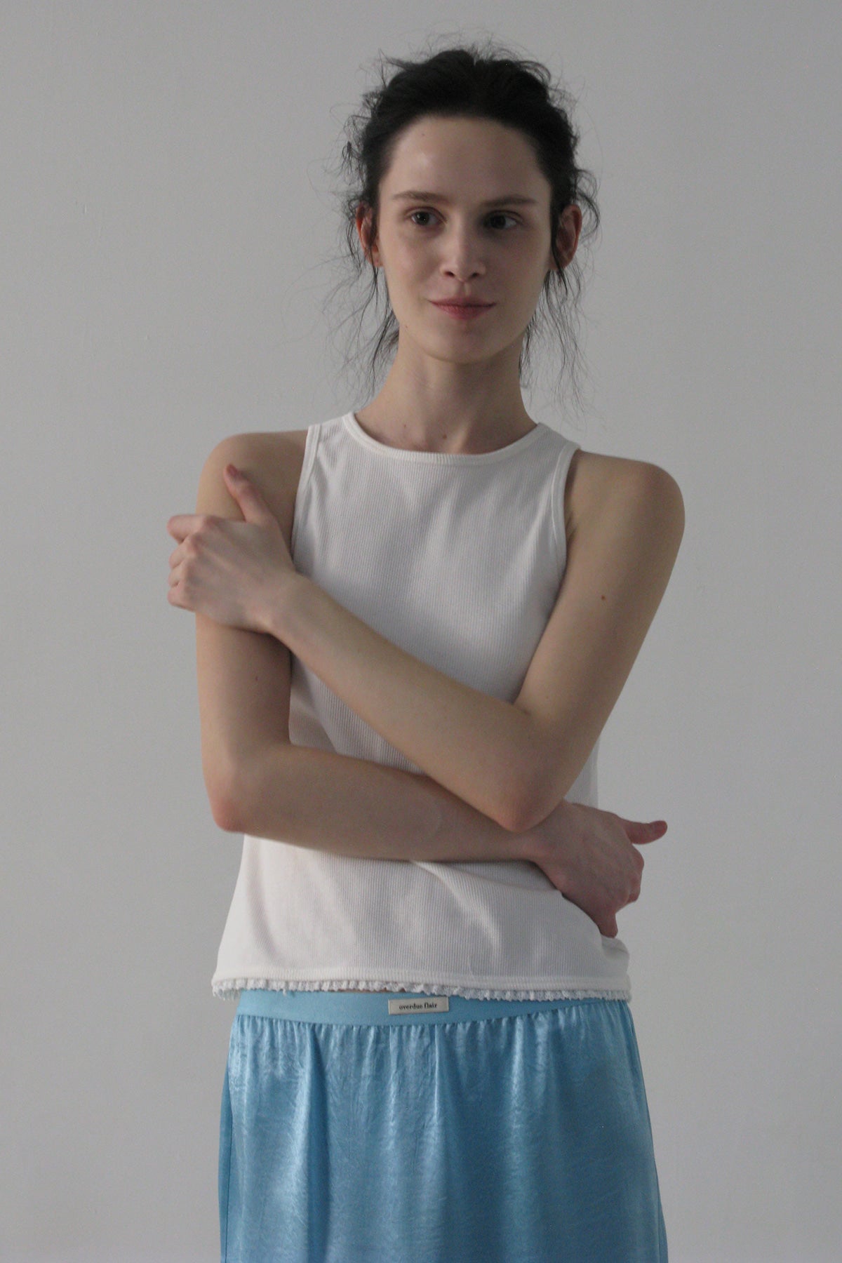 Overdueflair New Halter Neck Lace Sleeveless White