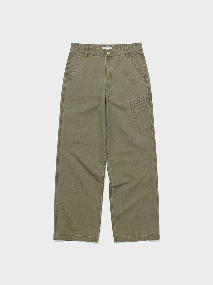 Low Classic Washed Cotton Utility Pants Khaki Grey
