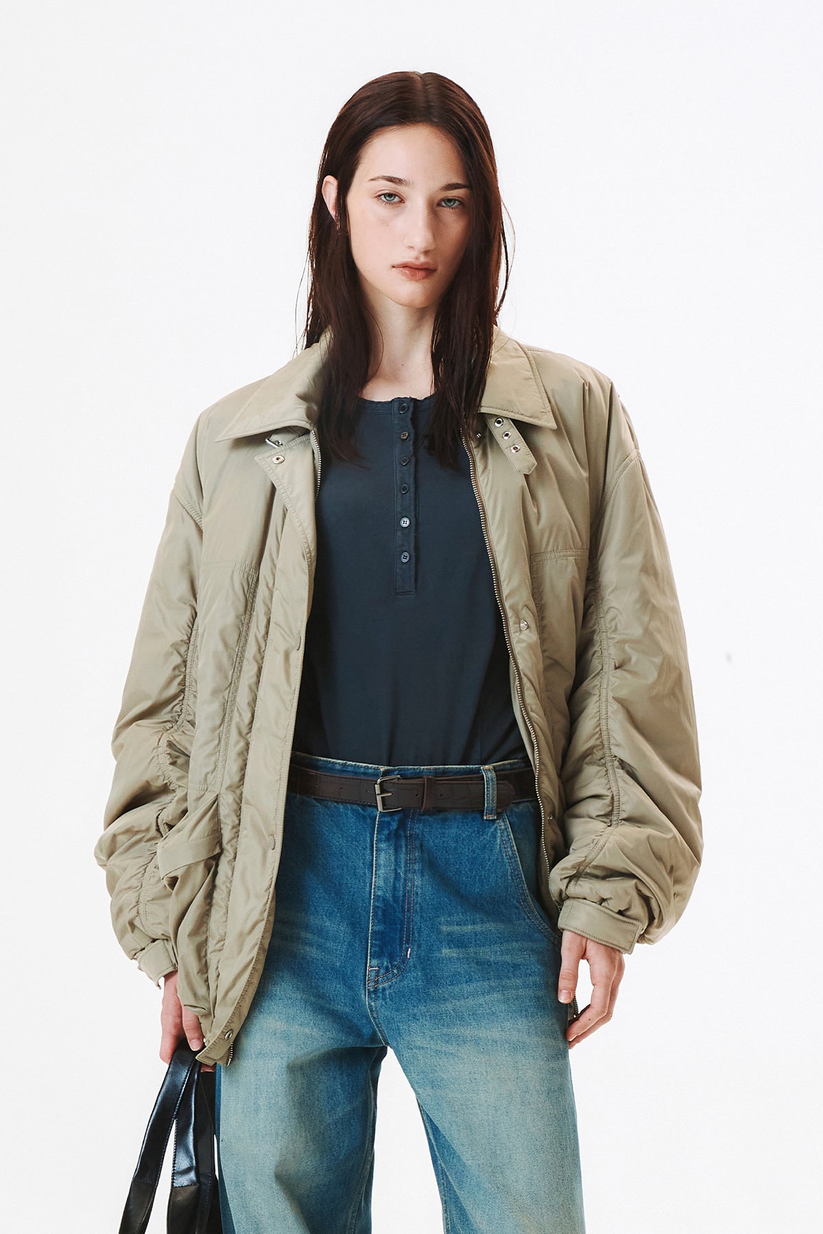Matinkim Padded Nylon Work Jumper IN Light Khaki