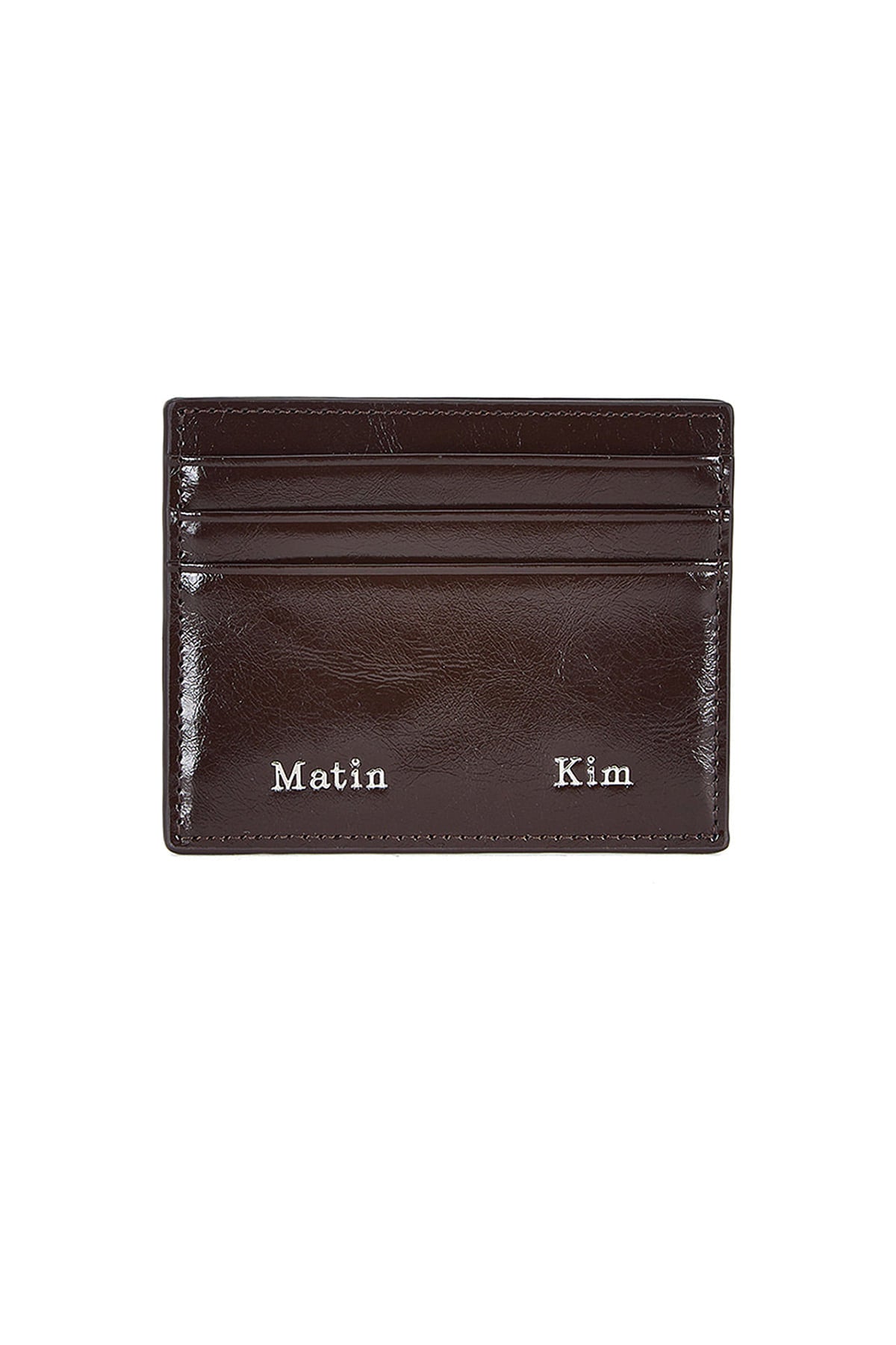 Matinkim Steel Logo Card Wallet IN Brown
