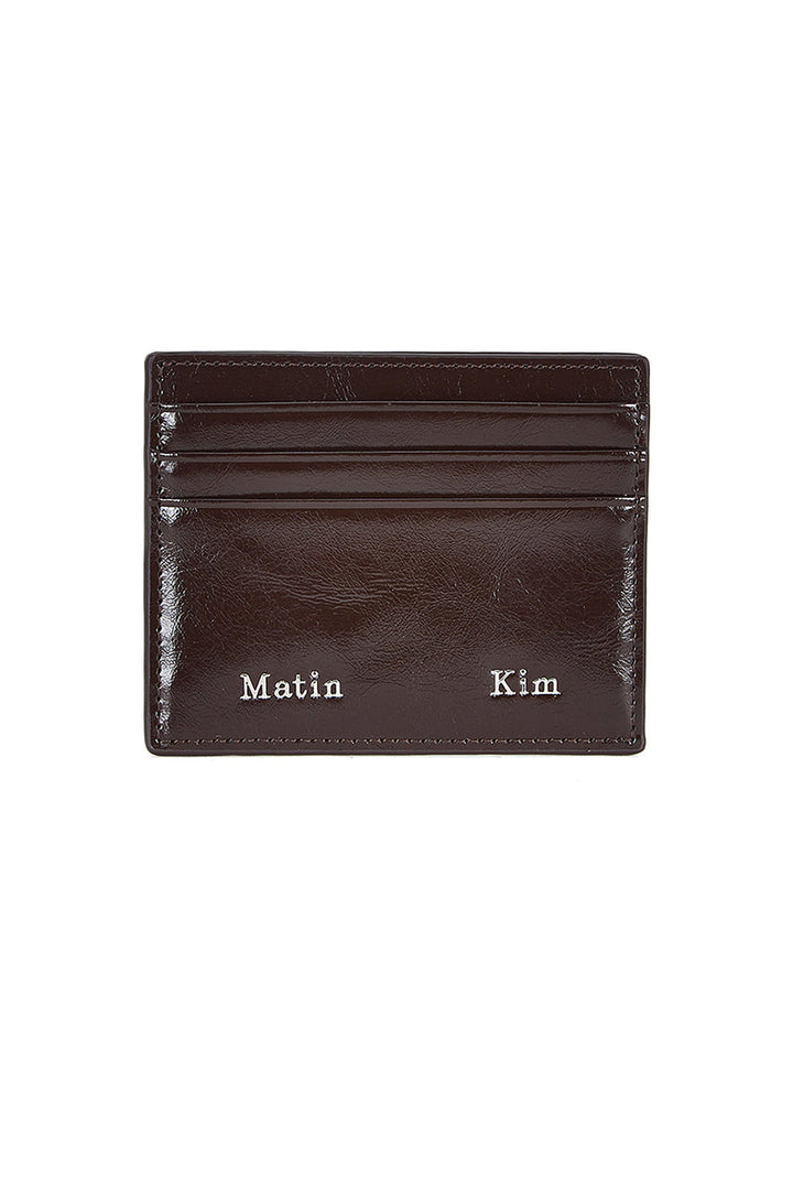 Matinkim Steel Logo Card Wallet IN Brown