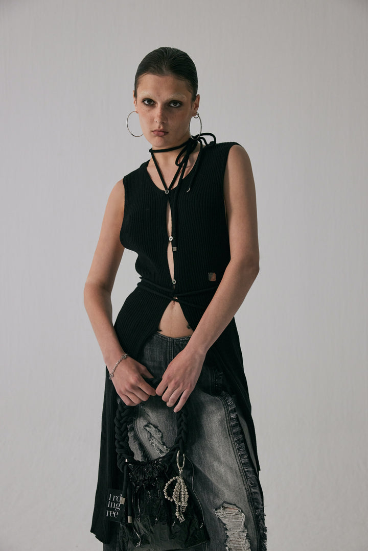 Treemingbird 2-way Strap Sleeveless Knit Black