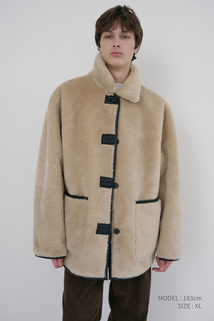 Dunst Unisex Reversible Soft Shearling Half Jacket Black