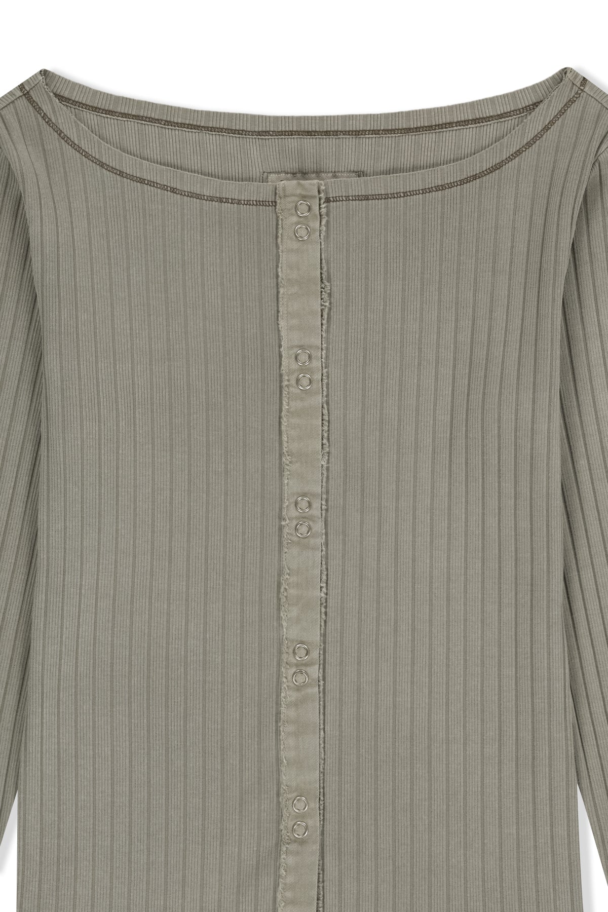 Matinkim Vintage Washed Ribbed Snap Top IN Light Khaki
