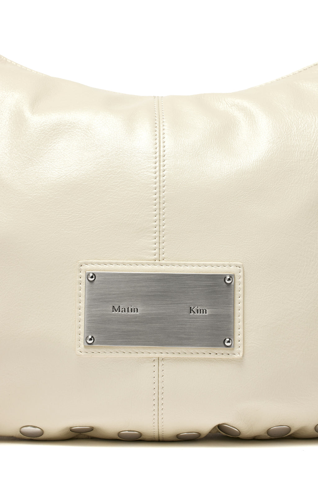 [matinkim] STUD LEATHER HOBO BAG IN IVORY