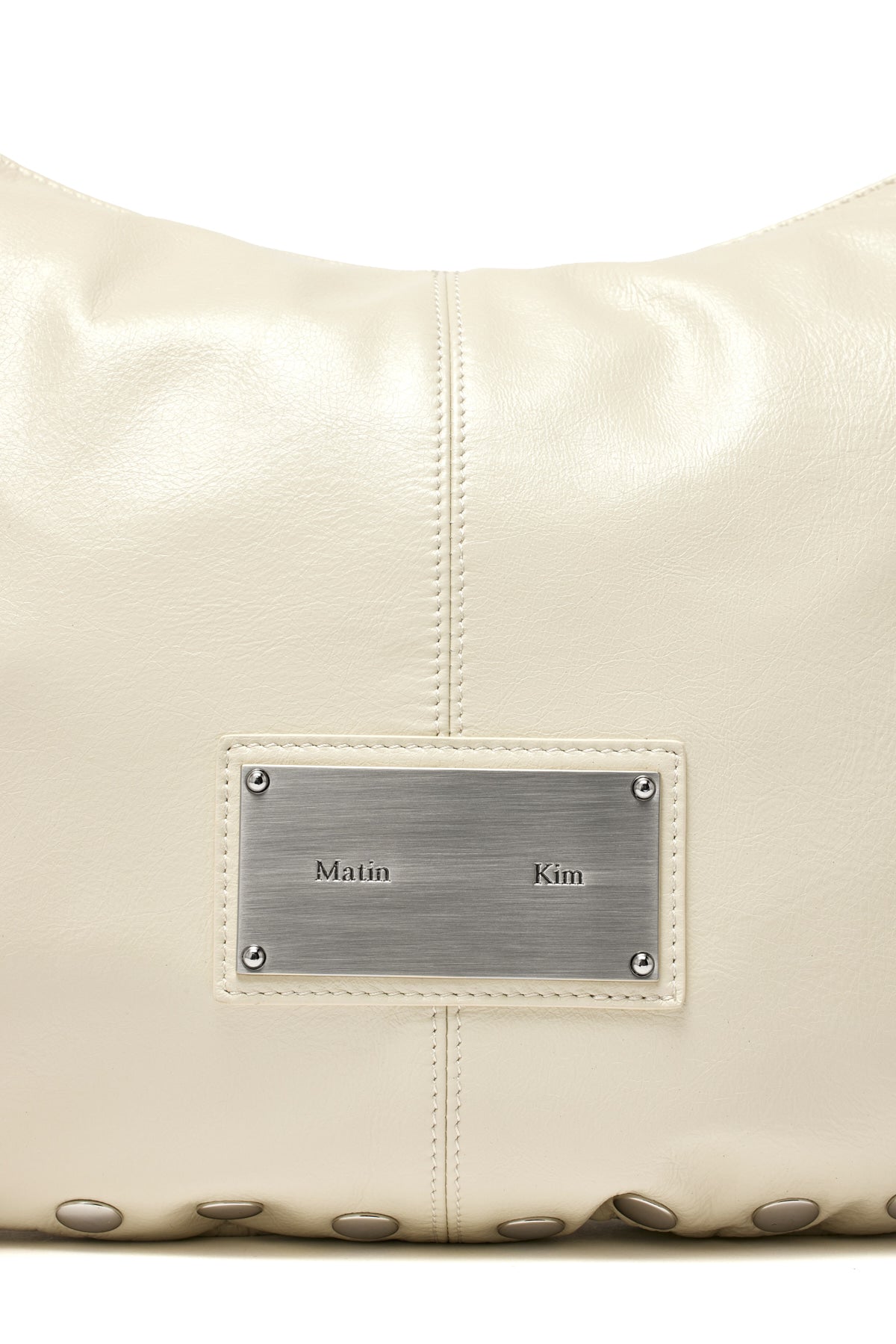 [matinkim] STUD LEATHER HOBO BAG IN IVORY