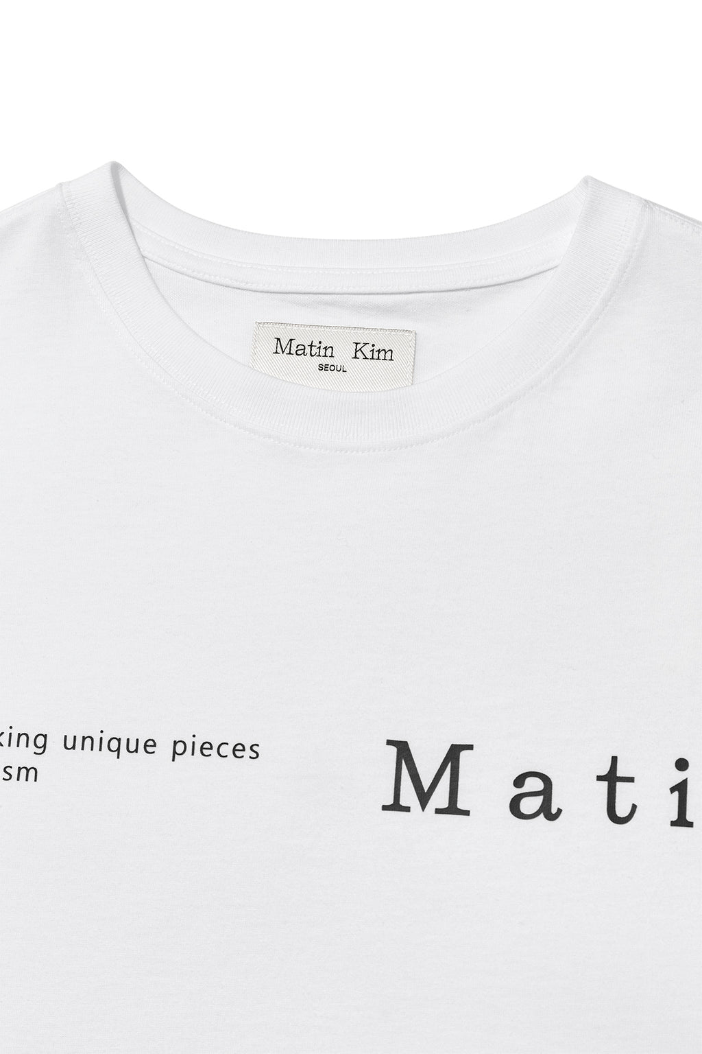 [matinkim] HALF TEXT LOGO TOP FOR WOMEN IN WHITE