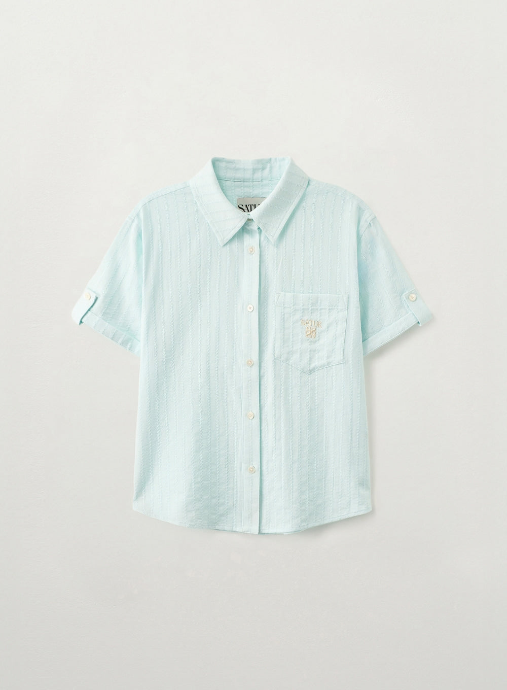 Satur (W) Roll Up Half Shirt - Sky Blue