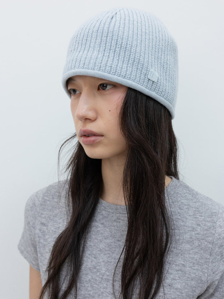 Low Classic Embroidered Logo Knit Beanie Sky Blue
