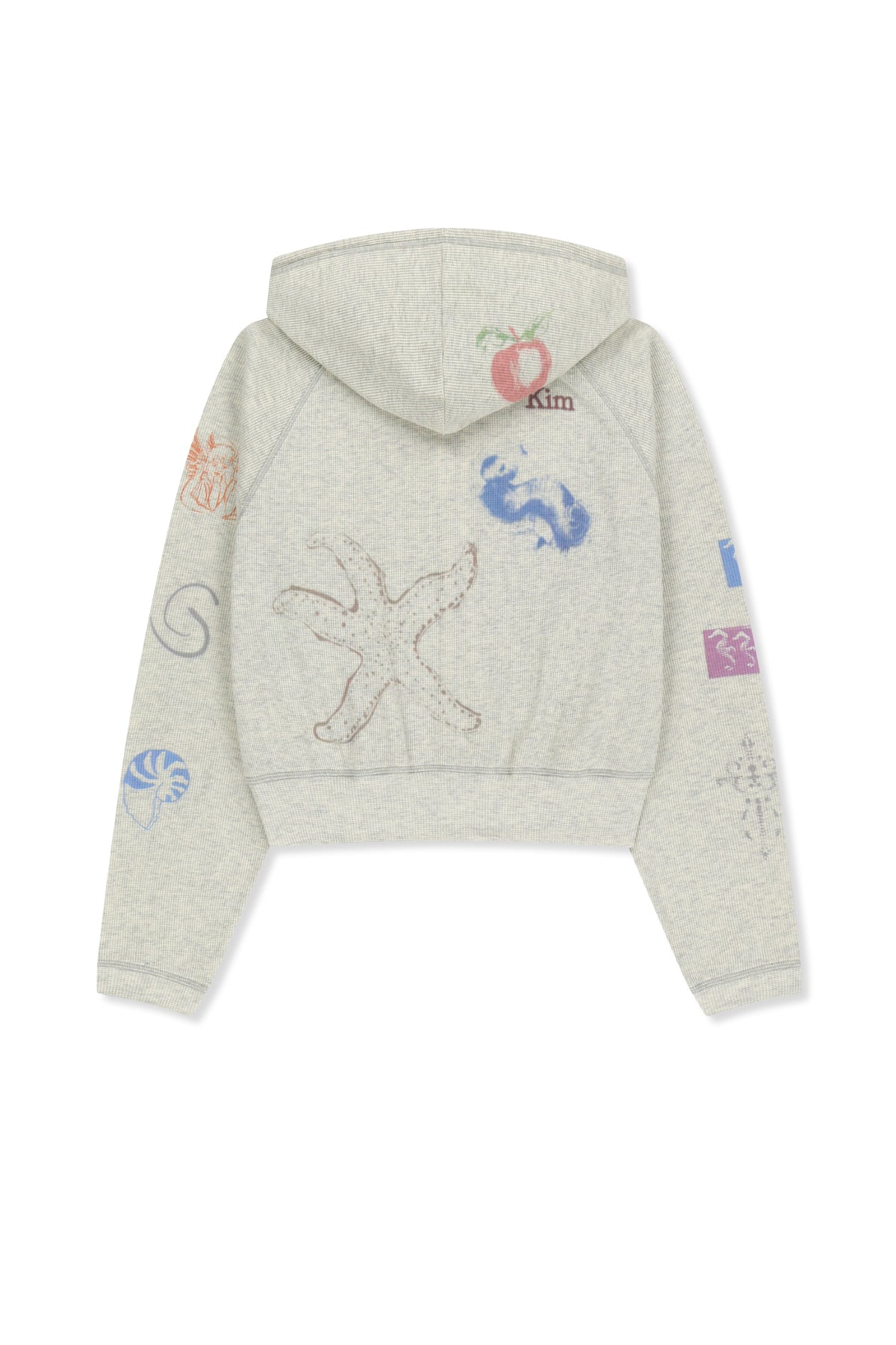 [matinkim] Sketch Graffiti Waffle Hoody Zip UP IN Light Beige
