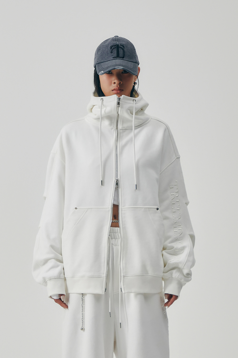 Treemingbird Double-Tucked Set-up Hoodie Zip-up White