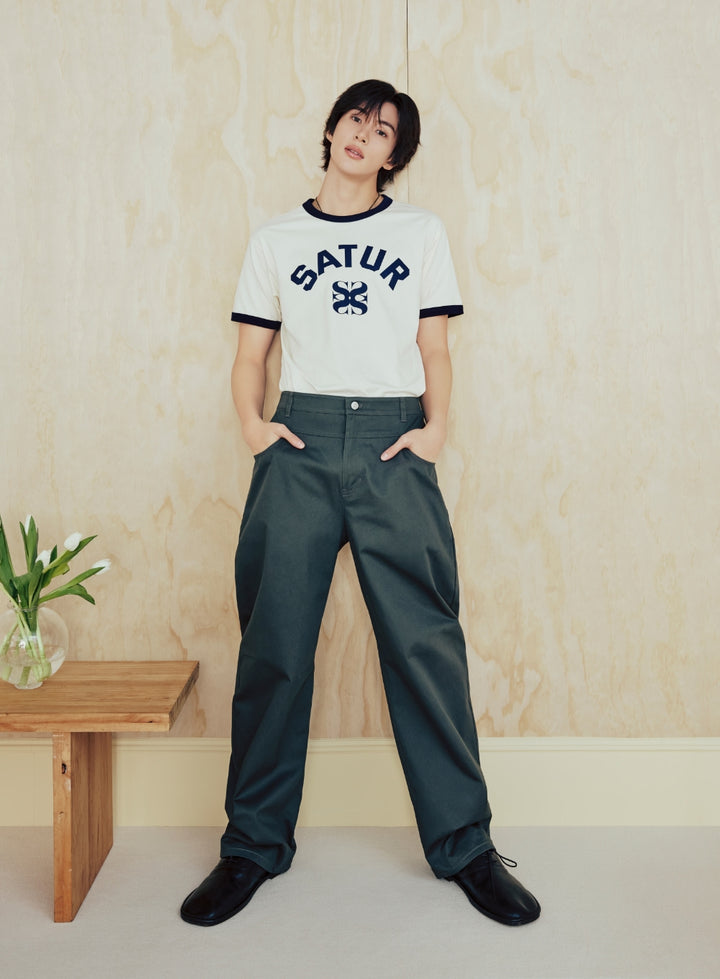Satur Cotton Curved Pants - Khaki