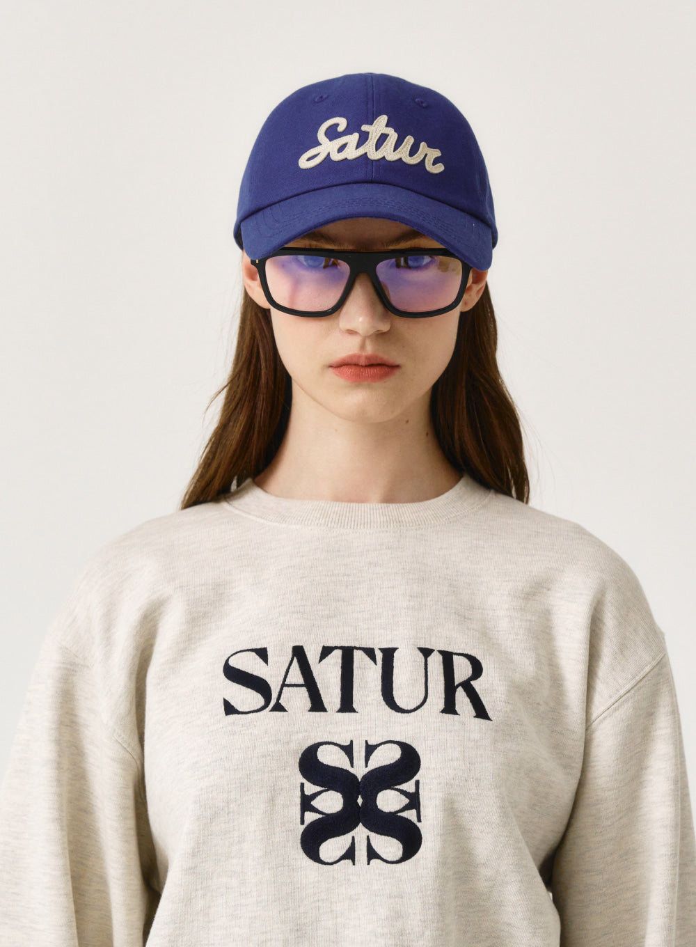 [satur] Vintage Casual Applique Ball Cap - Blue