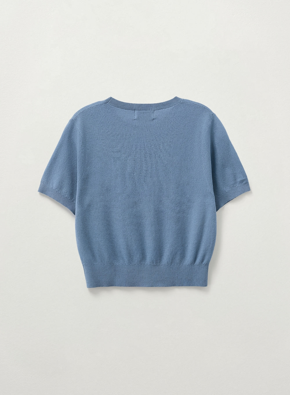 [satur] (W) Light Weight Crew Neck Half Knit - Blue