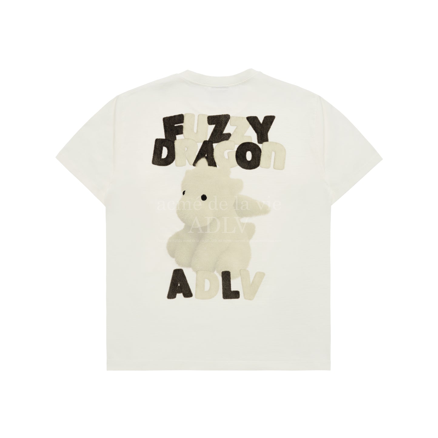 FUZZY FONT DRAGON SHORT SLEEVE T-SHIRT CREAM