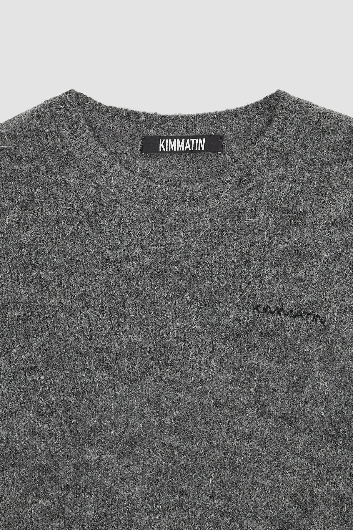 Matinkim Damage Detail Logo Pullover IN Charcoal