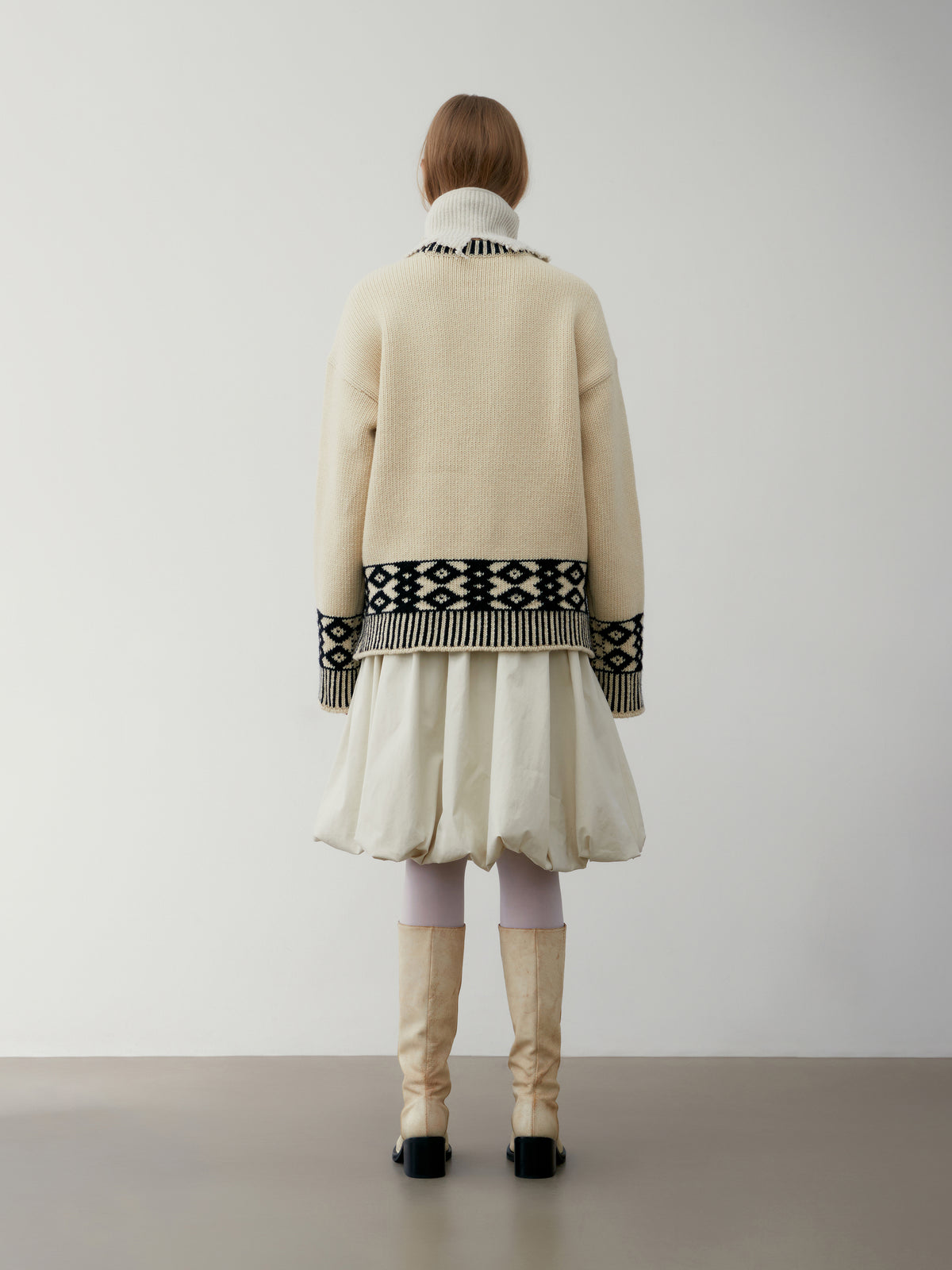 Low Classic Jacquard Knit Sweater Ivory