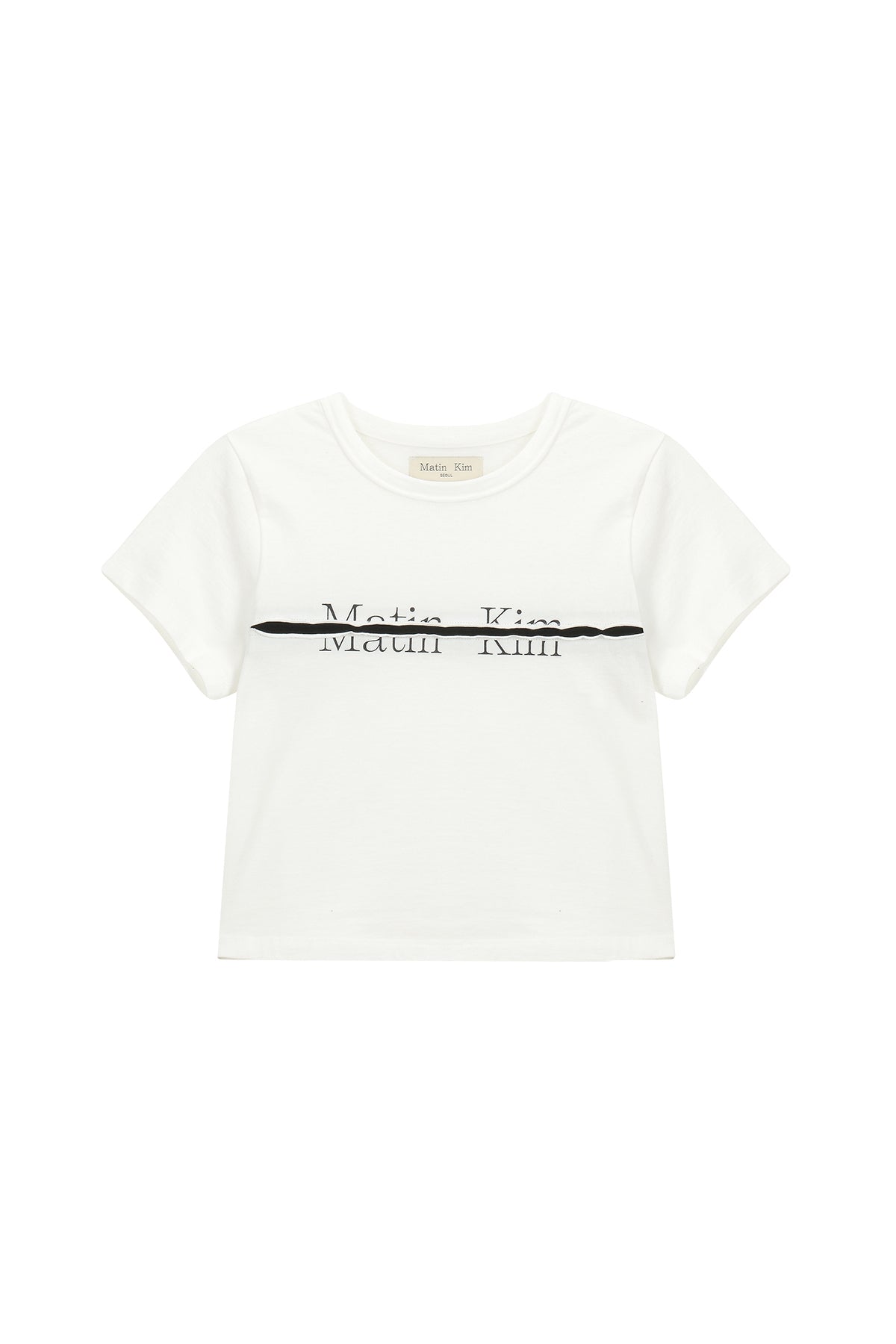 Matinkim Logo Cutted Crop Top IN White
