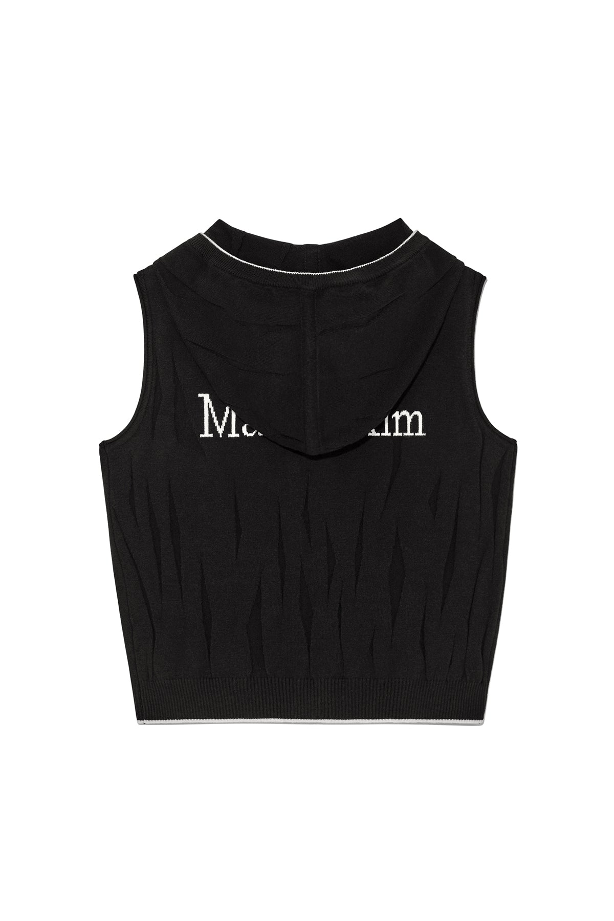 [matinkim] WRINKLE HOODY BUTTON KNIT VEST IN BLACK