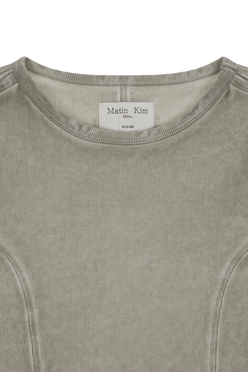 [matinkim] SLEEVE BINDING WASHED TOP IN KHAKI