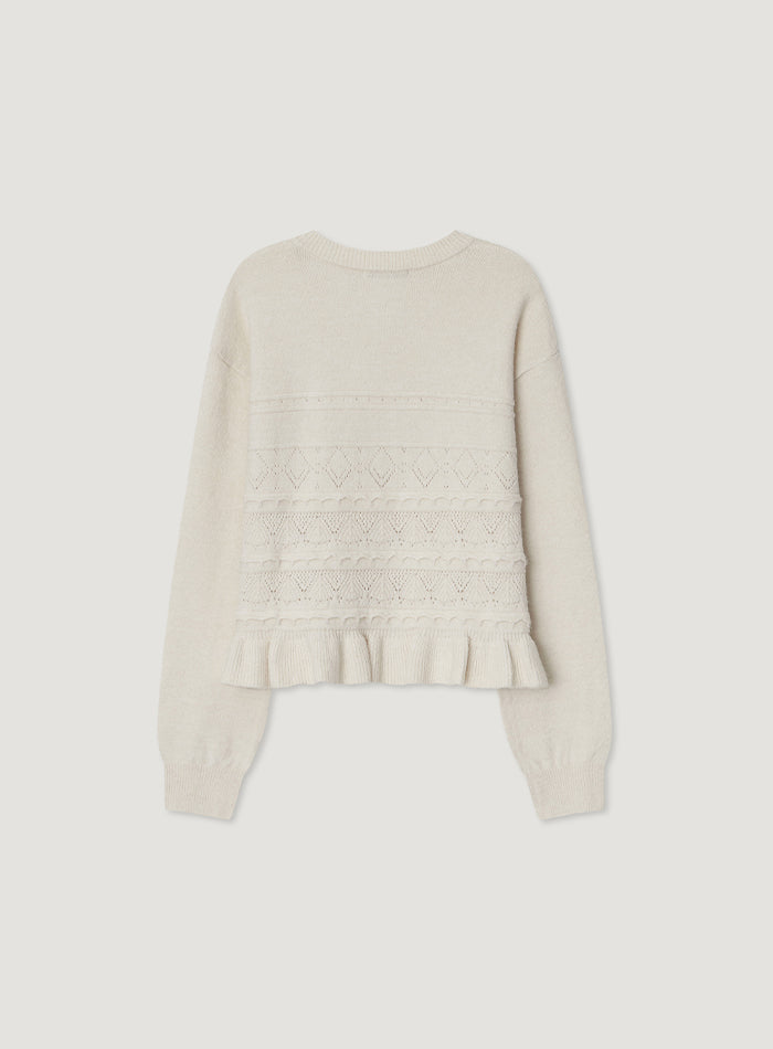 Mango Maniplease Suki Frill Cardigan Cream