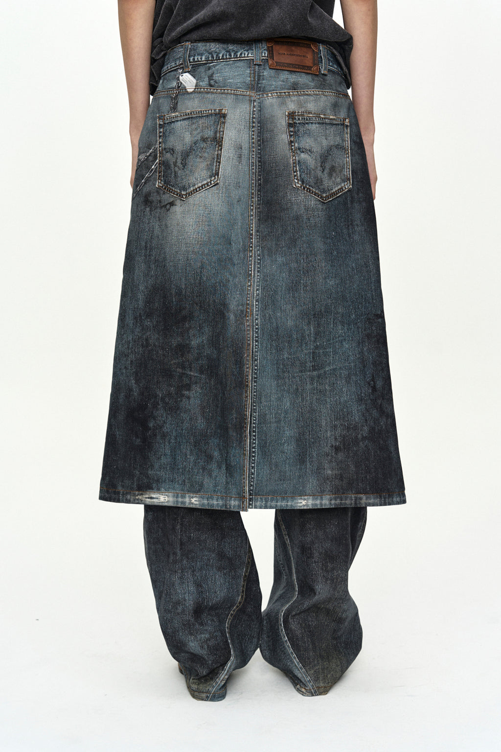 Andersson Bell Denim Trompe-L'Oeil Graphic Wrap Skirt Blue)