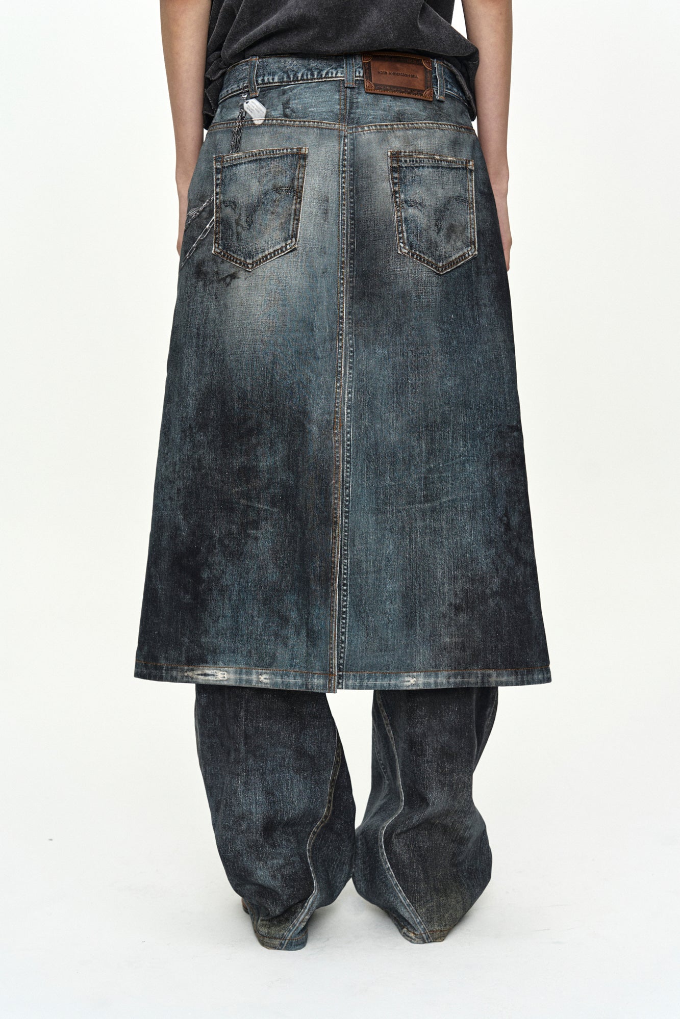Andersson Bell Denim Trompe-L'Oeil Graphic Wrap Skirt Blue)