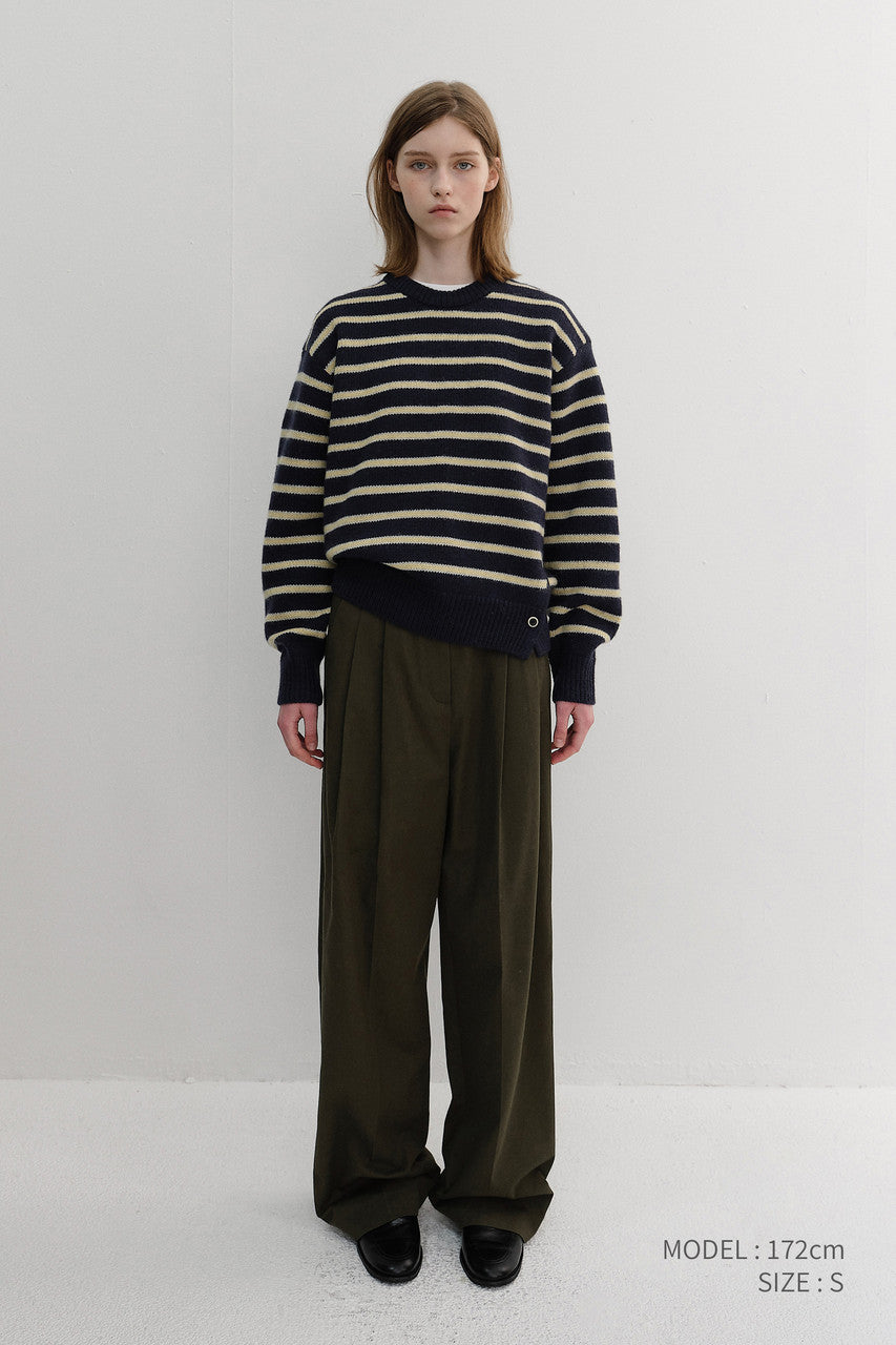 Dunst Unisex Striped Chunky Sweater Navy