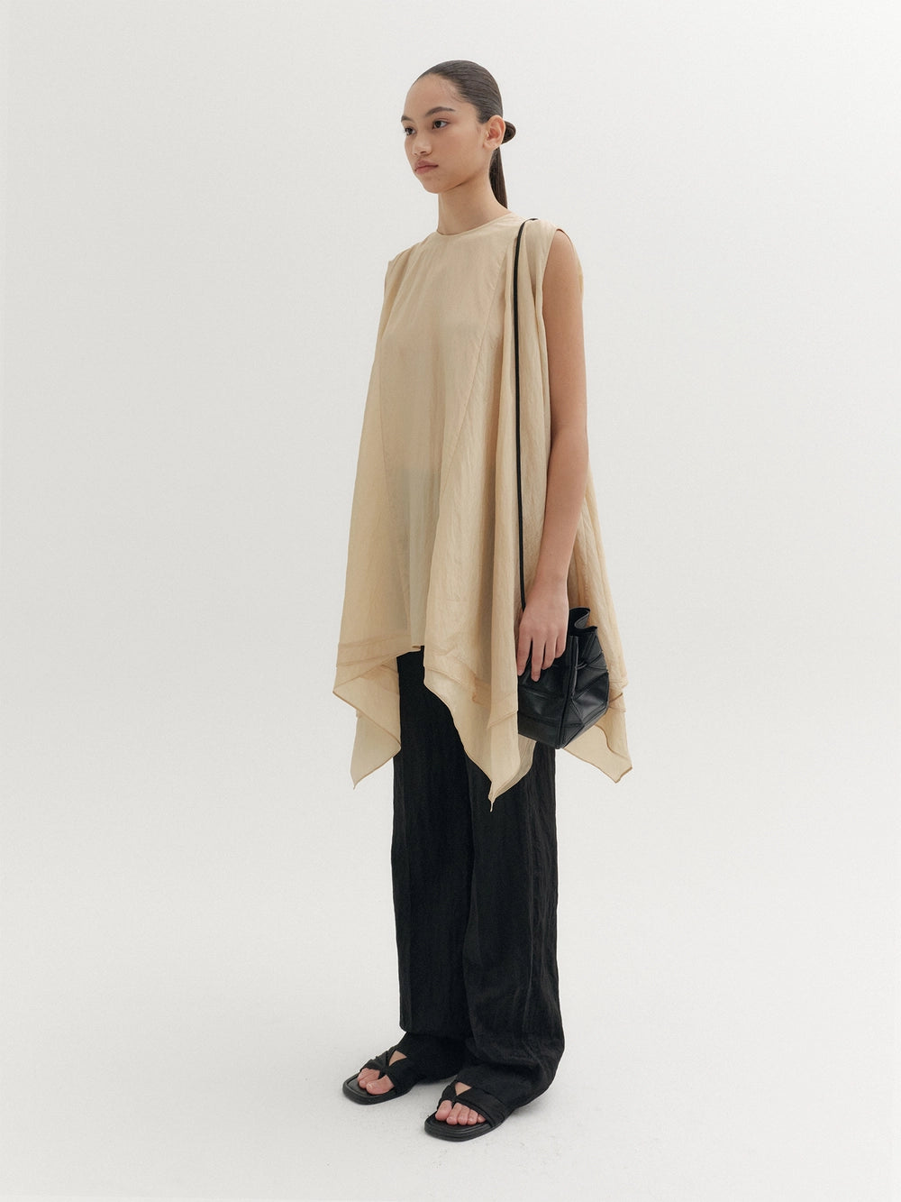 EENK Drape Sleeveless Blouse - Beige