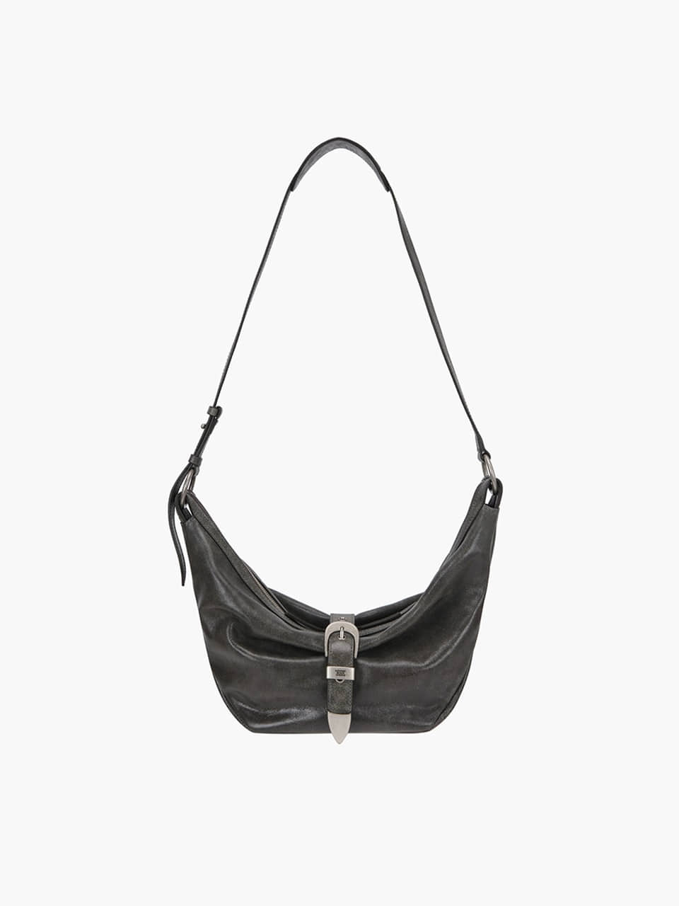 Margesherwood Belted Hobo Medium white+grey two-tone cracked