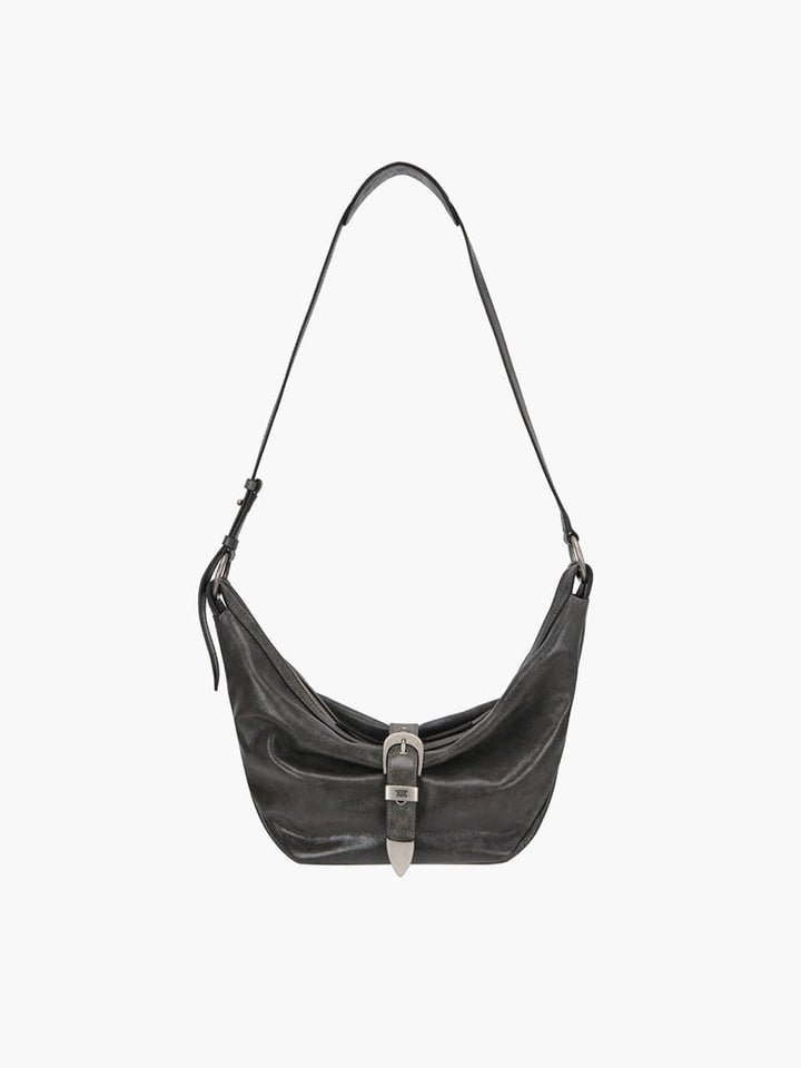 Margesherwood Belted Hobo Medium white+grey two-tone cracked