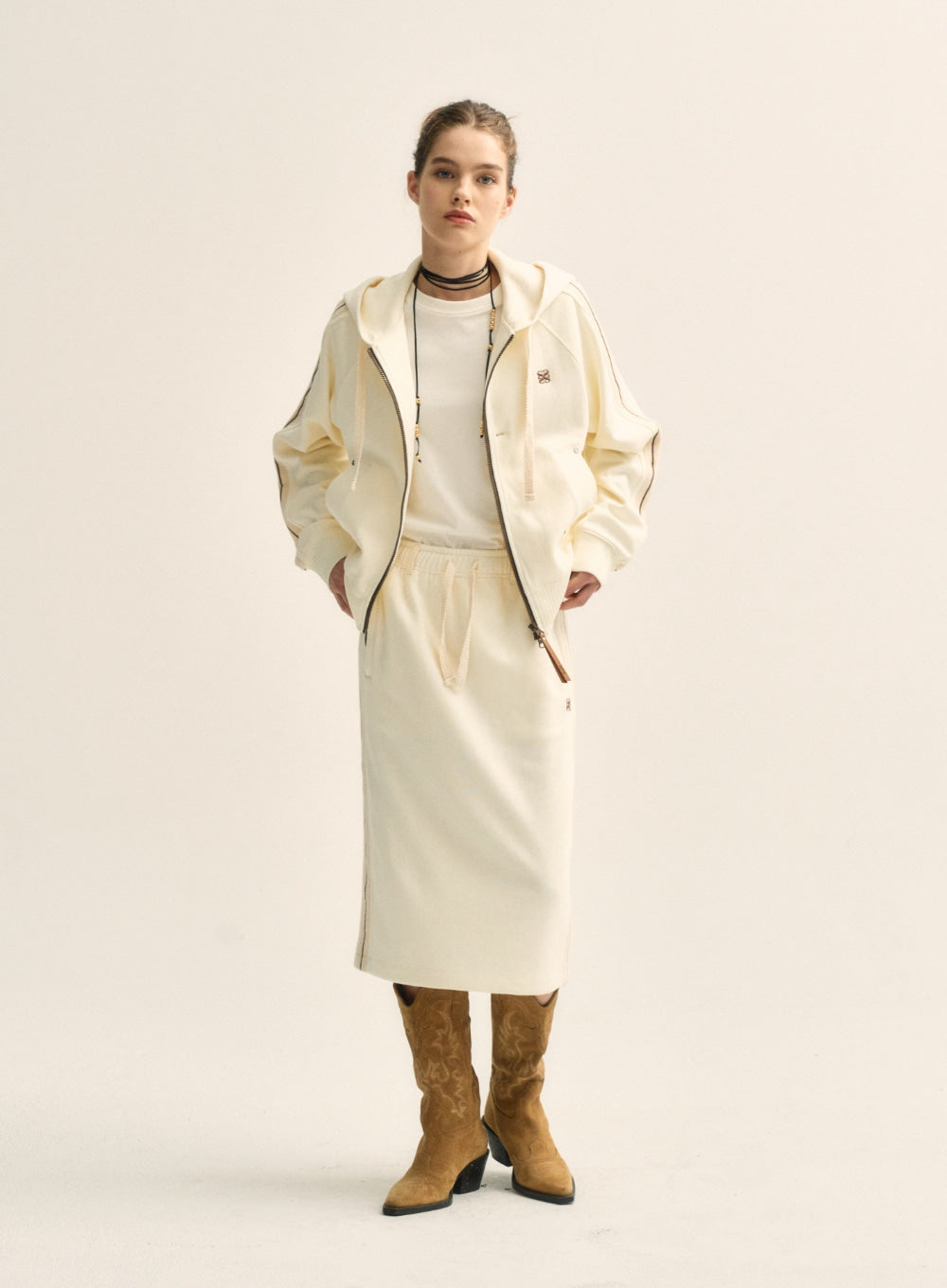 [satur] (W) Lawton Midi Skirt - Resort Cream