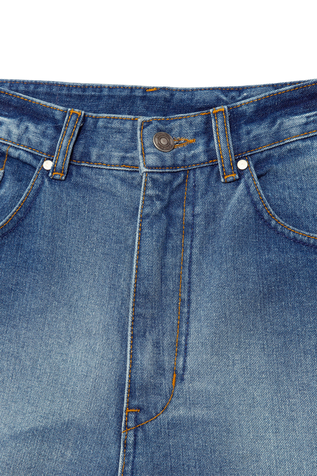 [matinkim] GRADATION WASHED DENIM PANTS FOR MEN IN BLUE