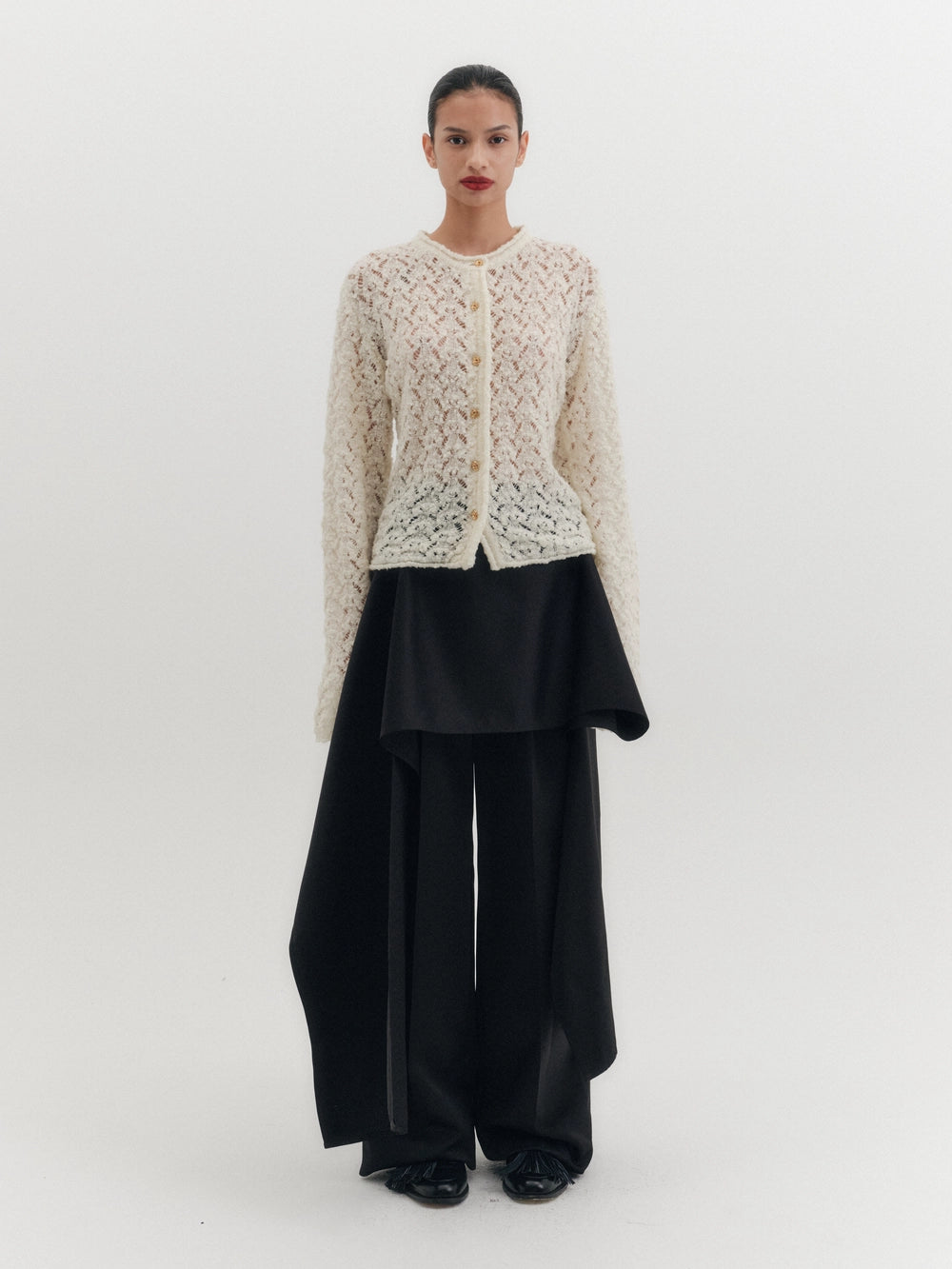 EENK Crochet Knitwear Cardigan - Ivory