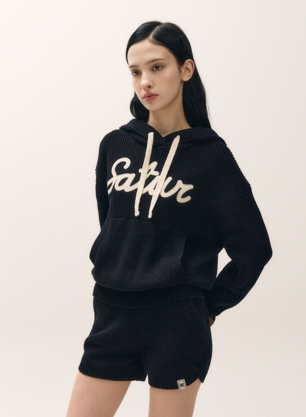 [satur] (W) Cashmere Blend Knit Shorts - Classic Black